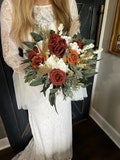 Terracotta Rust Wedding Bouquet, Pampas Grass, Boho Fall Flowers