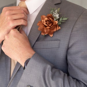 Terracotta gardenia Boutonnière, Gardenia boutonnière, Fall Boutonnière, Men’s wedding flower