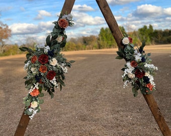 Terracotta, Rust, Navy and cream Arbor Swags, Wedding Arbor Decor