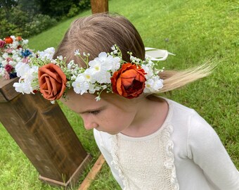 Terracotta and cream floral crown