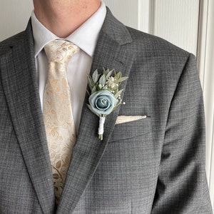 Powder Blue Boutonnière, Dusty Blue Boutonnière