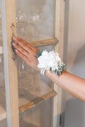 White wrist corsage for Mom or Grandma, Mom wedding flower bracelet