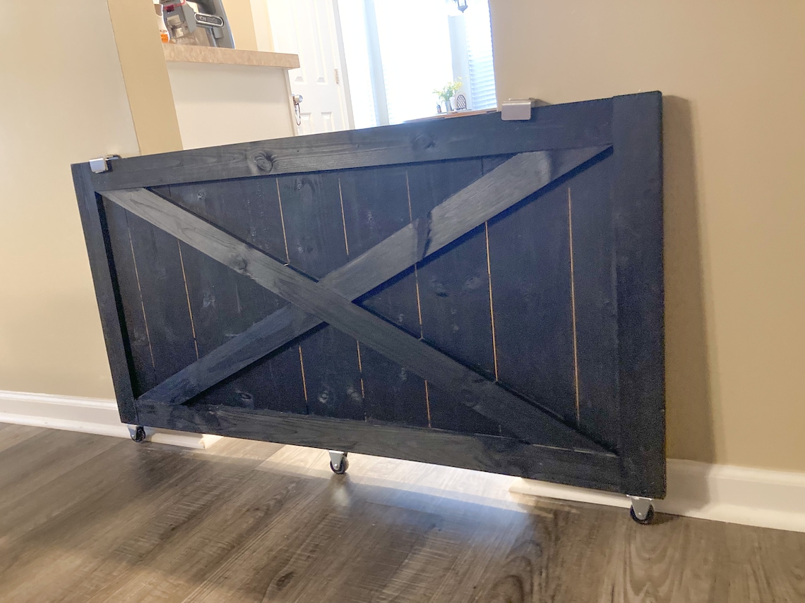 Rolling baby gate Farmhouse dog gate Barn Door Baby Gate Etsy
