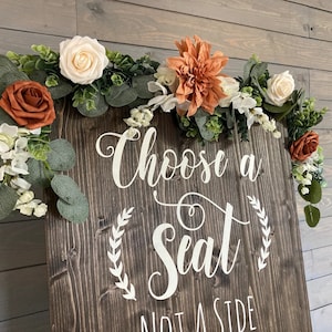 Terracotta and Cream Fall Wedding Sign Swag, Floral Sign Decor, Burnt orange, Gold, Rust, Custom Fall Flowers, Boho