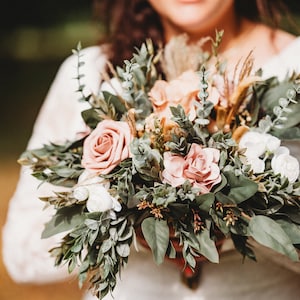 Boho Dusty Rose Flowers, rustic bouquet Mauve Wedding Bouquet, Pink Wedding Flowers, Custom Wedding bouquets