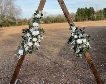White and eucalyptus Arch swags, Wedding Arbor Decor