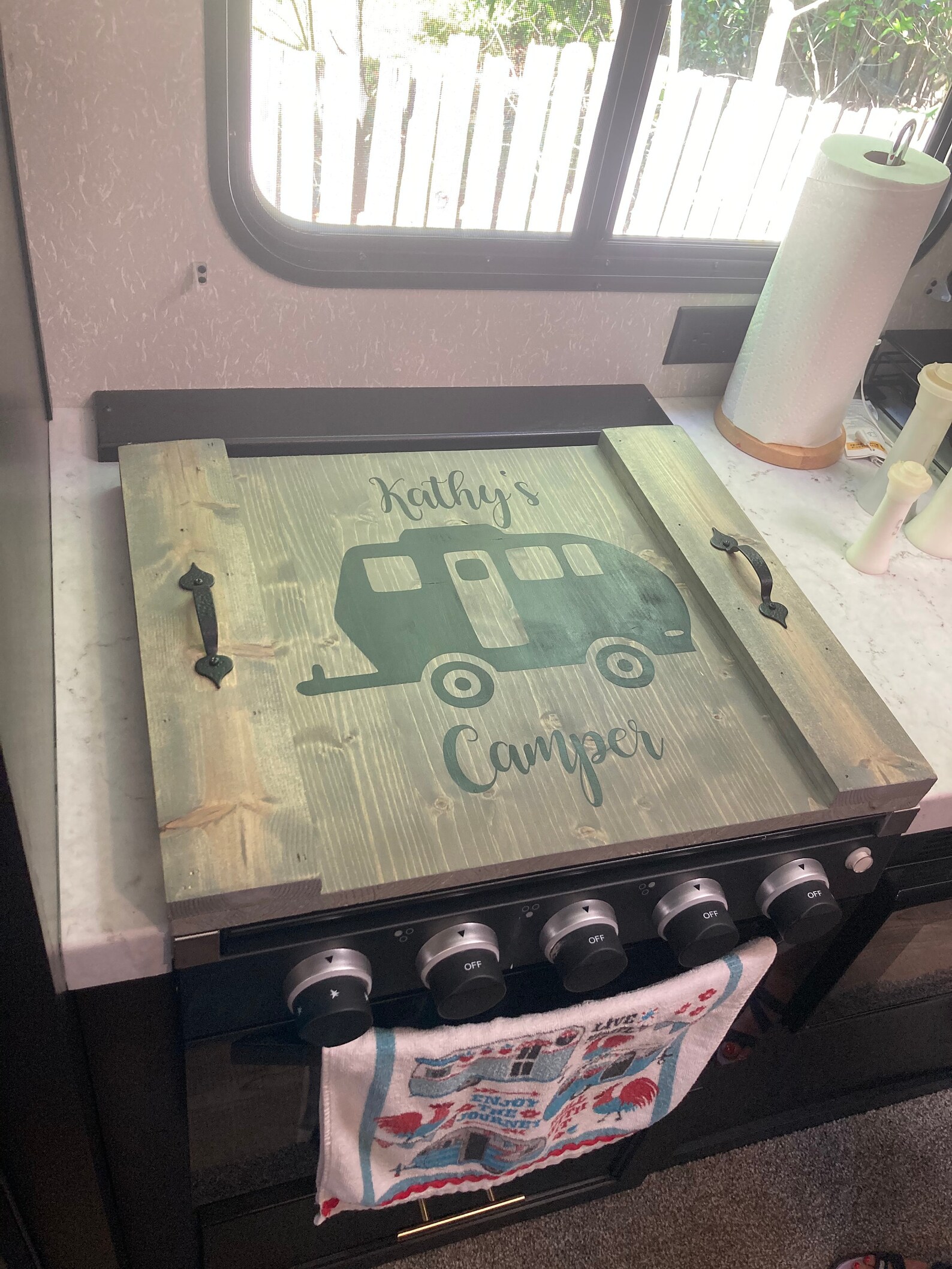 CAMPER Stove top cover Custom Wood serving tray Wood Stove Etsy