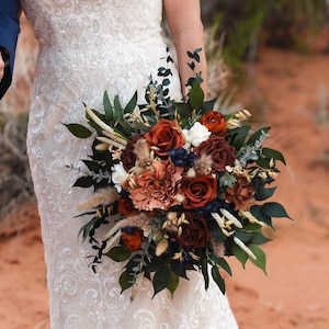 Fall mixed Wedding Flowers, Fall Bouquets, Burnt orange, Navy, Gold, Rust, Custom Fall Flowers, Boho