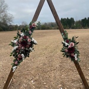 Dusty Rose and Burgundy Arch swags, Wedding Arbor Decor
