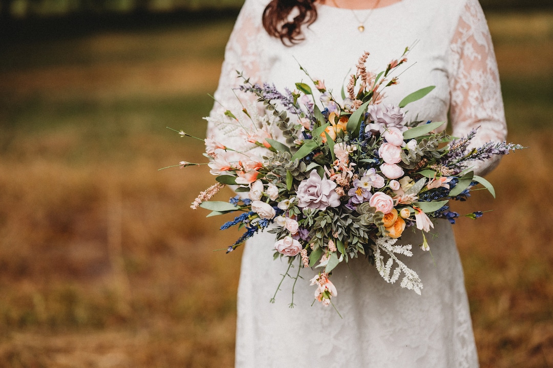 Wildflower Free Form Wedding Bouquet, Spring Wedding Flowers 