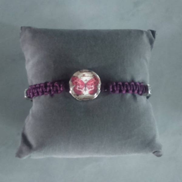 Bracelet shamballa avec un bouton pression papillon