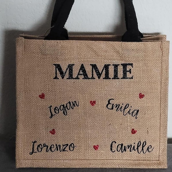 Sac personnalisé Mamie et prénoms  petits-enfants