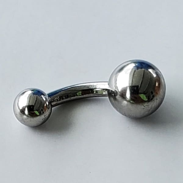 Tiny Stainless Curved Barbell 14g 6mm 1/4" Long, 4mm and 6mm Balls, Navel, Belly Button, Shallow, Small, Super Short, Micro, Migrated, VCH