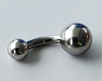 Tiny Stainless Curved Barbell 14g 6mm 1/4" Long, 4mm and 6mm Balls, Navel, Belly Button, Shallow, Small, Super Short, Micro, Migrated, VCH