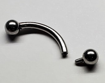 Eyebrow Ring Internally Threaded Surgical Steel Curved Barbell 16g, 6mm 8mm 10mm
