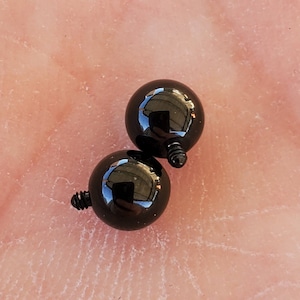 2 Black Color Replacement Internally Threaded Balls. 16g, 14g, Surgical Stainless Steel, 2mm, 3mm, 4mm, 5mm, Titanium PVD