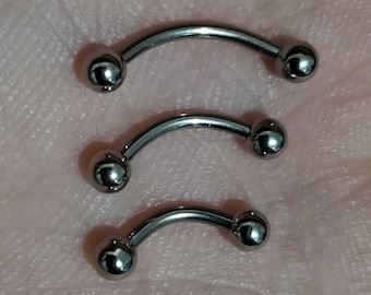 Eyebrow Ring Surgical Steel Curved Barbell 18g, 16g, 14g 6mm 8mm 10mm