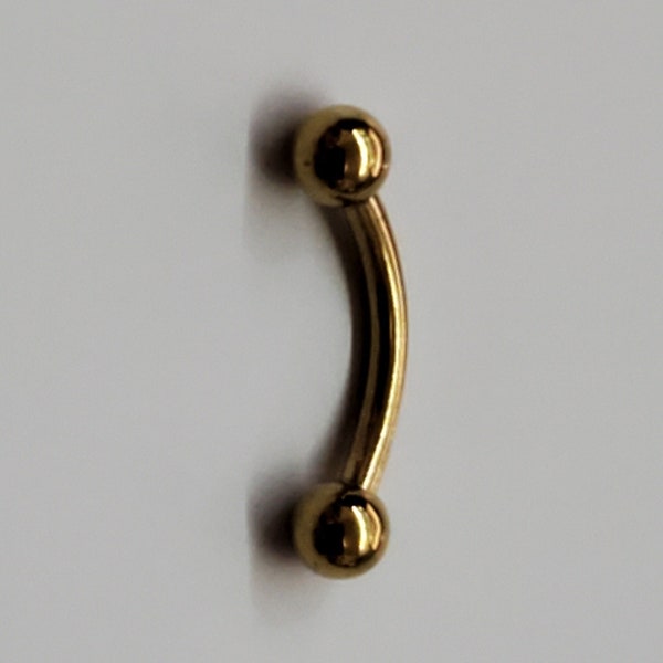 Gold Curved Barbell 18g,16g, 14g 6mm 8mm 10mm, Septum, Tragus, Lip, Eyebrow, Ear, Cartilage, Daith, Rook, Helix, Retainer