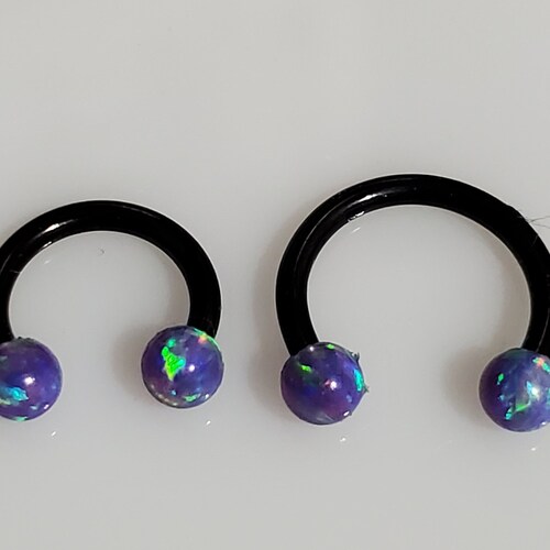 16g Septum Rings Set of 2: 16 Gauge 8mm Surgical Steel Spike Horseshoe Rings, Black & Steel