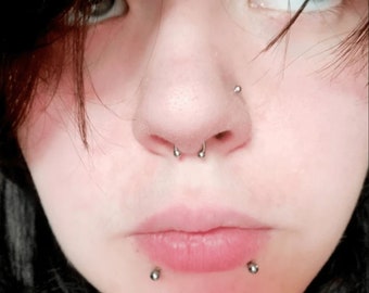 16g, Very Tiny Balls, Septum, Tragus, 16g 6mm Circular Barbells 2mm Balls 316L, Small, Black, Gold, Rose Gold, Purple, Blue, Oil, Green