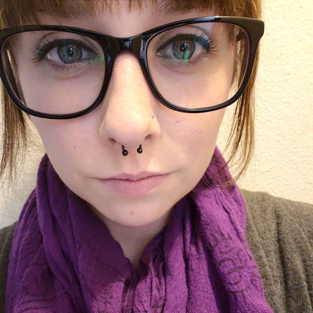 Black Septum Ring U Shaped 14g 16g 18g 6mm 1 4 Anodized Black Flip up Hide Septum Jewelry Titanium PVD Etsy