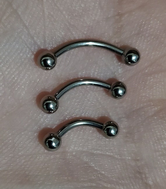 Surgical Steel Curved Eyebrow Cartilage Tragus Barbell Black PVD Ball Ends Surgical Steel Curved Eyebrow Cartilage Tragus Barbell Black PVD Ball Ends