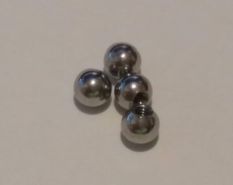 4 Replacement Balls. 18g, 16g, 14g, Externally Threaded. Stainless, 2mm, 3mm, 4mm, 5mm,