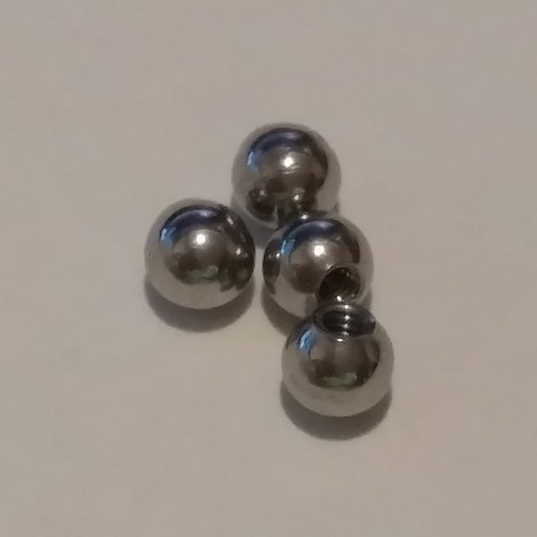 4 Replacement Balls. 18g, 16g, 14g, Externally Threaded. Stainless, 2mm, 3mm, 4mm, 5mm,