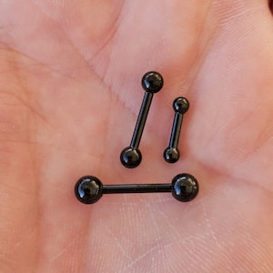 Black Color 18g 16g 14g Straight Basic Implant Grade Surgical Stainless Steel Barbell Titanium PVD