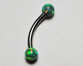 Eyebrow Ring Green Opal Curved Barbell 18g 16g 6mm 8mm 10mm