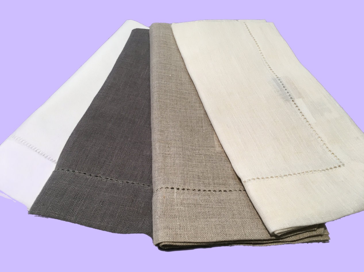 Charcoal Linen Buttonhole Napkin with Engraved Font in Grey Etsy