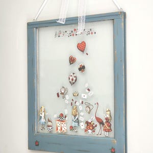 Alice in Wonderland Painted Window: Repurposed Antique Frame