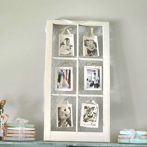 Distressed White Farmhouse Window Photo Frame: Shabby Chic Decor