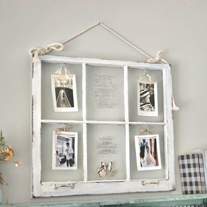 Antique Window Photo Frame: White Farmhouse Decor (32x28 inches)