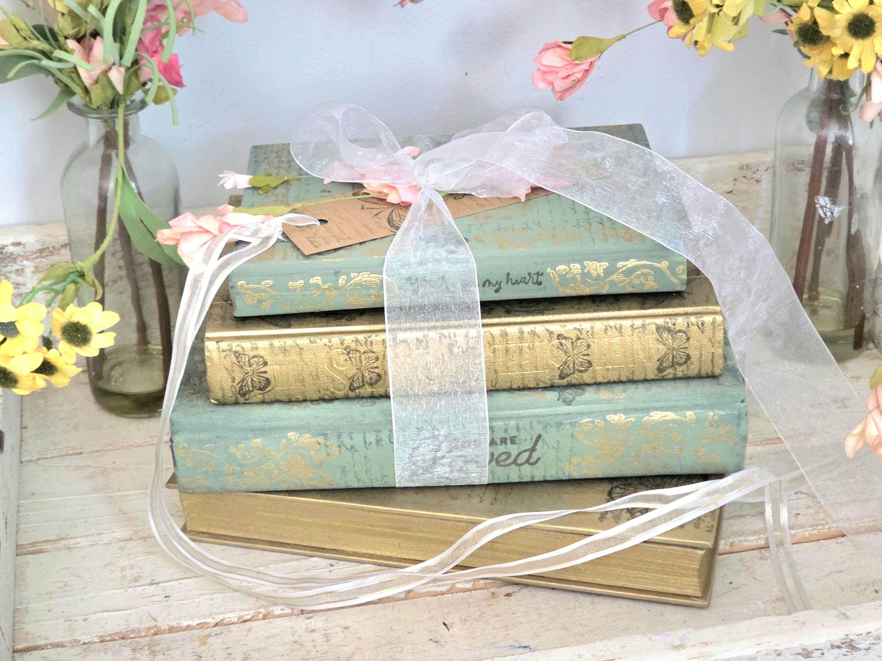 Blue and Gold Decorative Books - Etsy