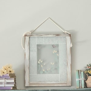 Flower Painted Antique Window, Pastel Distressed Window, Shabby Chic Painted Window Frame, Old Farmhouse Painted Window Frame, Rustic Window