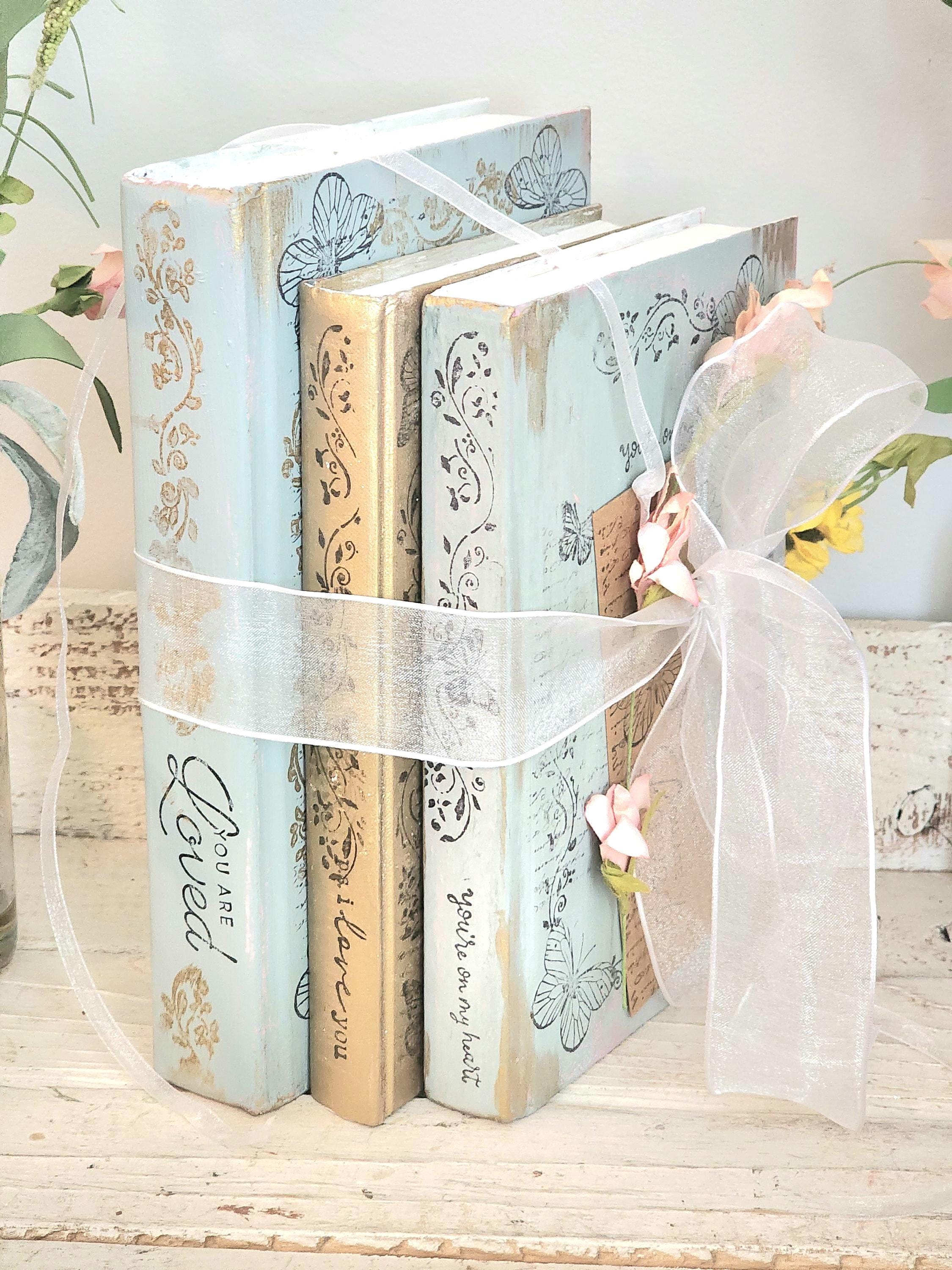 Blue and Gold Decorative Books - Etsy