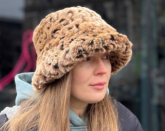 Faux Fur Bucket Hat: Fleece Lined Winter Hat