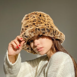 Fur Bucket Hat for Women Winter Bucket 