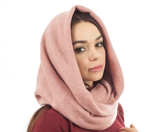 Women hooded scarf Burgundy snood scarf oversized scarf winter hooded scarf neck  wrap christmas gift women shawl scarf wool hooded scarf