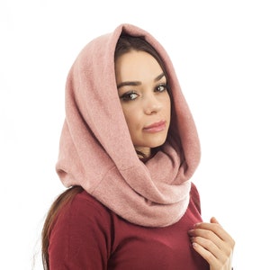 Women hooded scarf Burgundy snood scarf oversized scarf winter hooded scarf neck  wrap christmas gift women shawl scarf wool hooded scarf