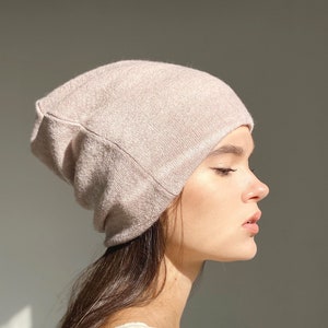 Winter Beanie Mütze mit Fleecefutter für Damen Beige