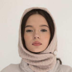 Cotton Hooded Hat with Fleece Lining - Neck Warmer