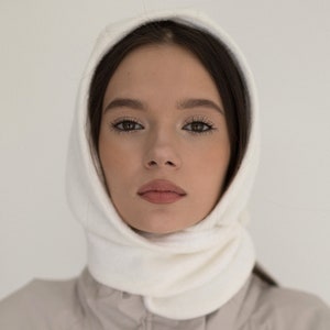 Hooded scarf and hat with fleece lining for cold winter