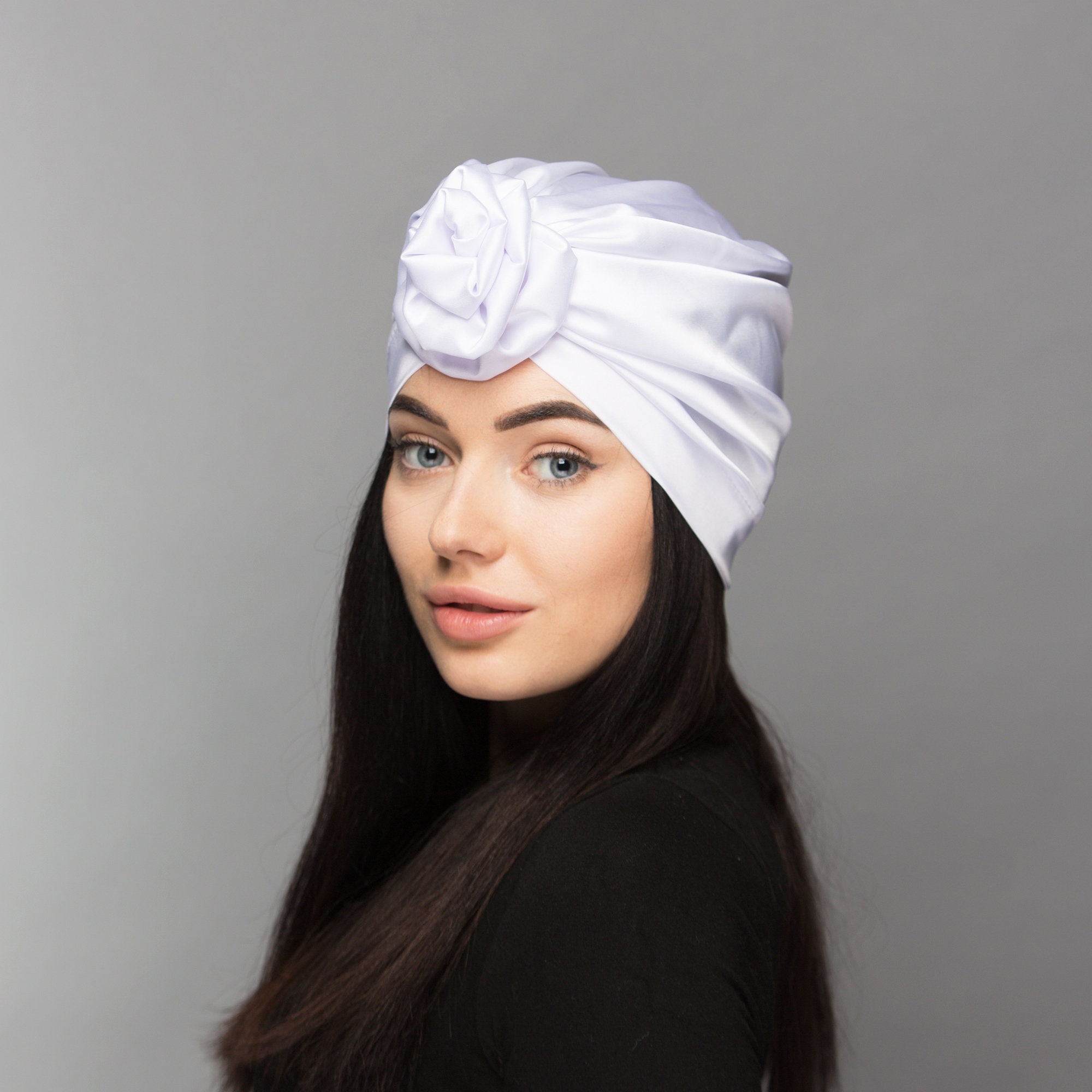 Silk turban for wedding with flower Bridal turban Women head Etsy