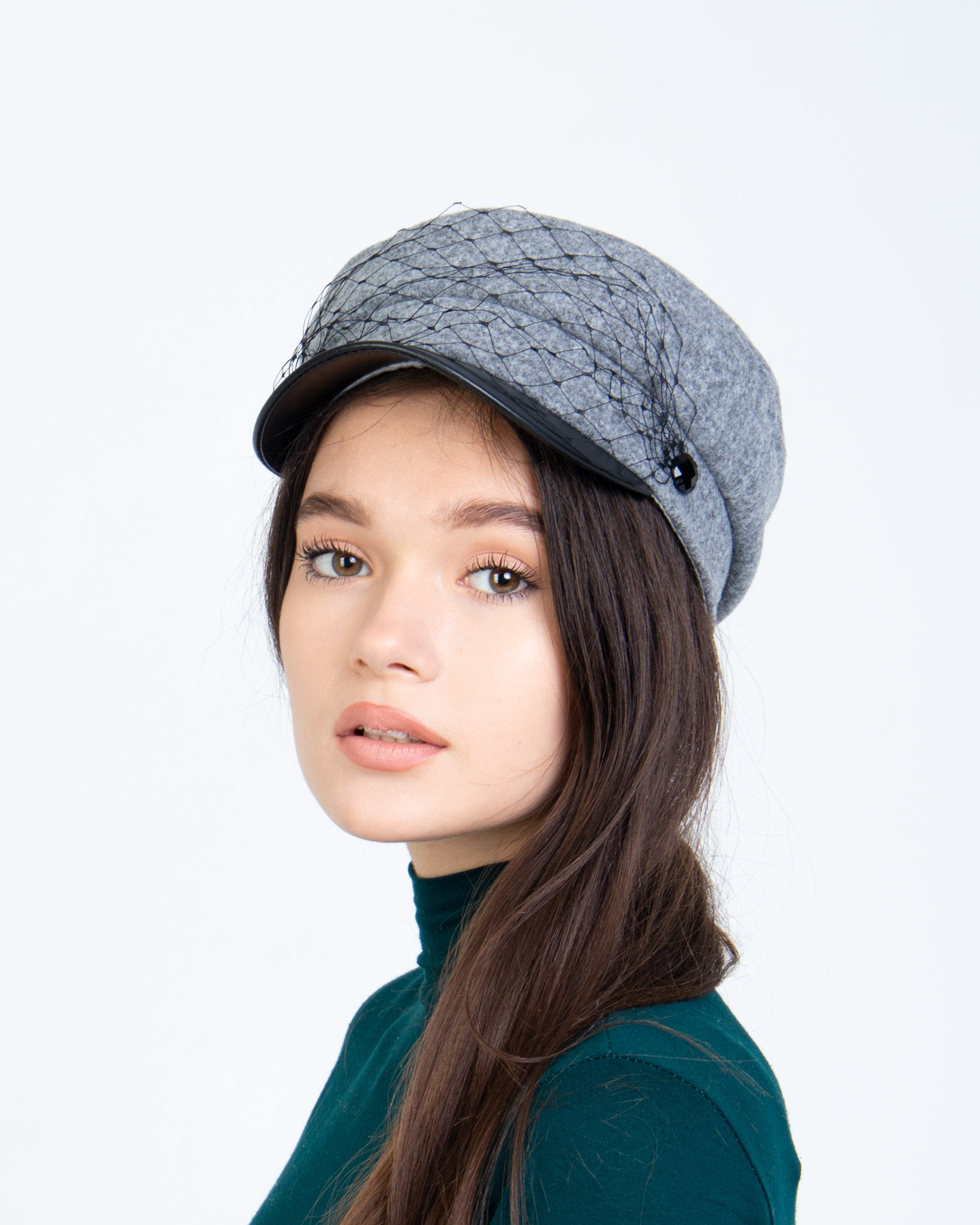 Baker boy hat for women with veil newsboy cap women fiddlers Etsy