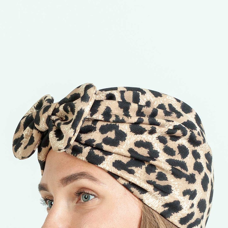 Turban bow leopard african head wrap leopard print turban Etsy