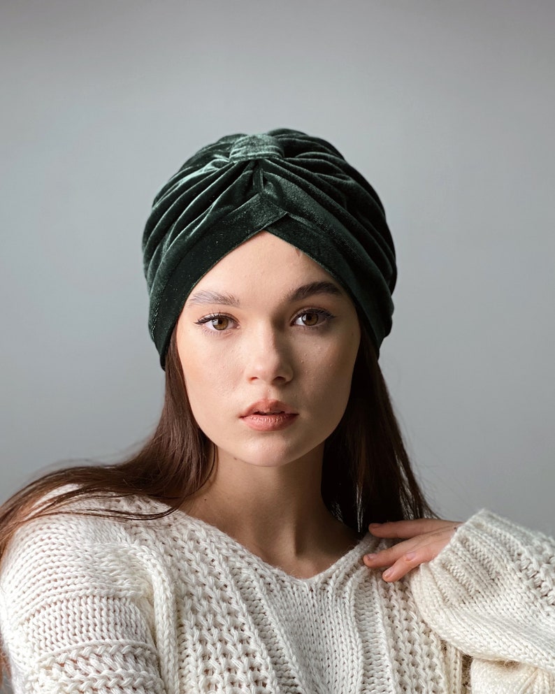 Velvet turban is pre tied and ready to ship from our warehouse in USA worldwide image 9