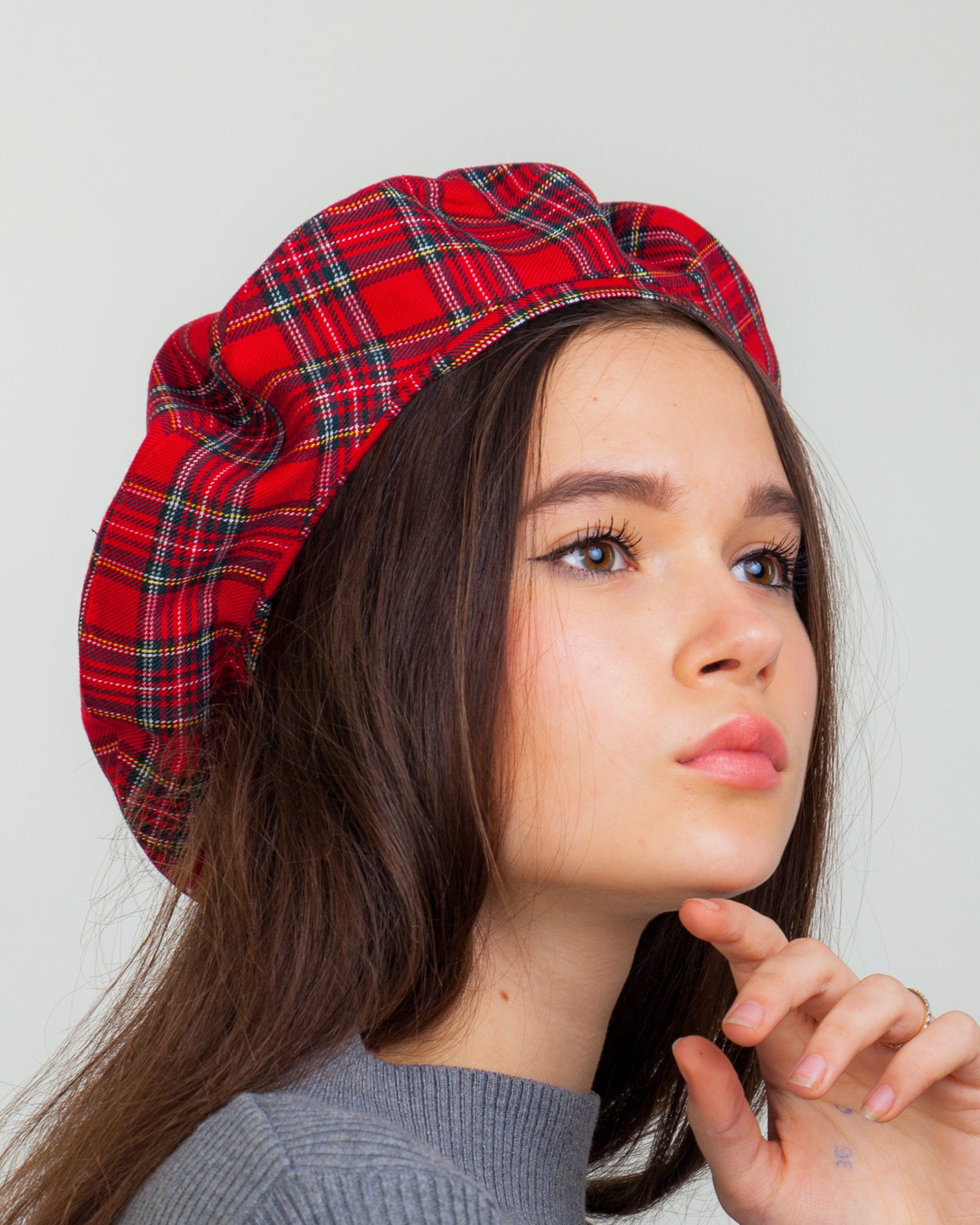 Beret tartan Tweed beret plaid for women. French beret. Etsy