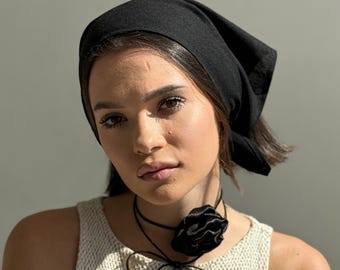 Linen bandana and silk choker set